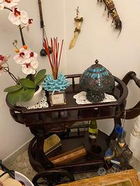 Carrello bar vintage in legno massello, elegante