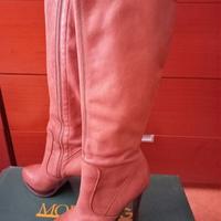 Stivali punta tonda pelle plateau tacco spillo