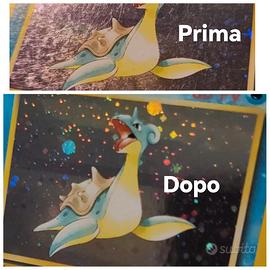 Pulizia restauro carte pokemon holo vintage 