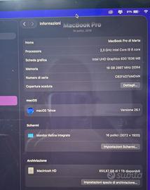 Macbook Pro 16’’ 2019 processore i9