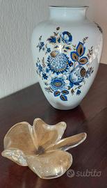 Fiore in vetro murano foglia oro 24 kt pezzo unico
