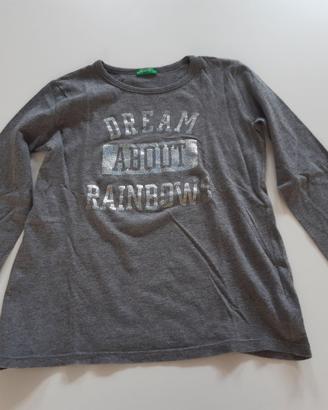 t-shirt manica lunga Benetton grigia media 7-8 ann