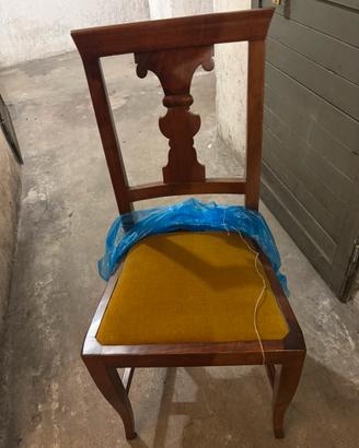 4 sedie imbottite in legno noce