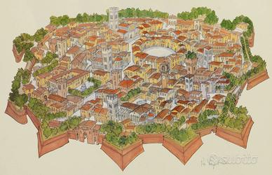 Stampa d’arte di Lucca dentro le mura, autografata