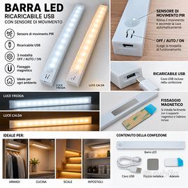 barre a led sensore di movimento luce calda/fredda