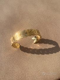 Bracciale foglie acciaio placato oro