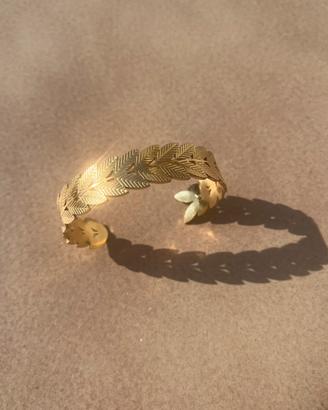 Bracciale foglie acciaio placato oro