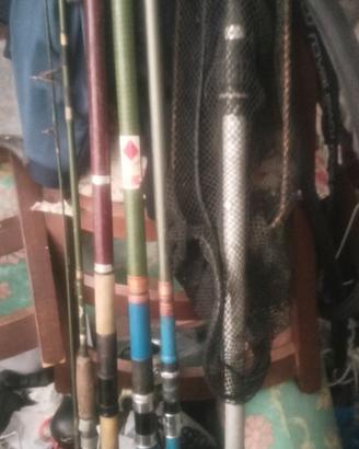 Lotto Canne da Pesca Vintage/Moderne con Accessori