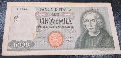 CINQUEMILA 5000 LIRE COLOMBO 1 CARAVELLA RARISSIMA