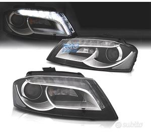 FARI PER AUDI A3 8P 08-12 TRU DRL FONDO NERO