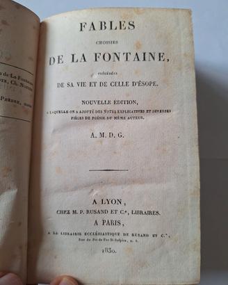Libro antico - Fables de La Fontaine - 1830
