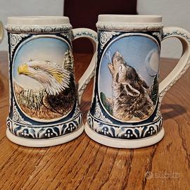 coppia di boccali aquila e lupo