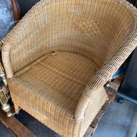 Poltrona poltroncina in rattan color beige