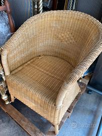 Poltrona poltroncina in rattan color beige