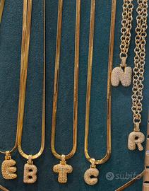 Collana snake in acciaio con lettera