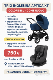 🍼 Trio Inglesina Aptica XT – Colore Blu – Come Nu