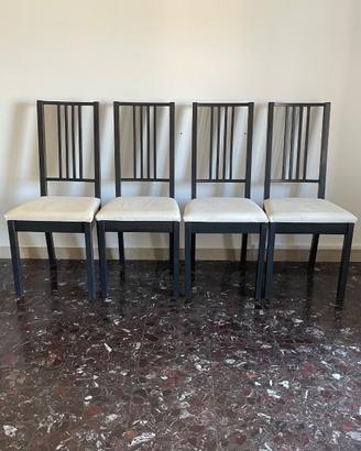 Set 4 sedie in legno imbottite 