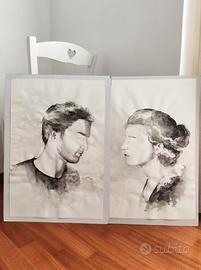 Coppia di acquarelli realizzati a mano 50*70 cm