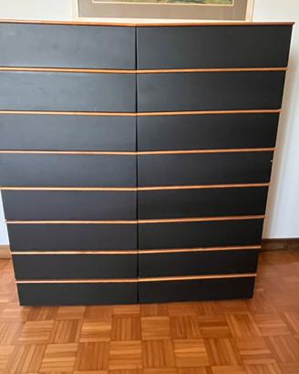 Cassettiera modernariato anni ’80/’90 nera e legno
