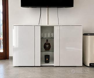 Credenza con piedini mod. Luke A1 - Bianco Lucido