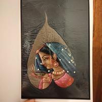 Dipinto indiano su foglia di Pipal