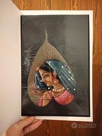 Dipinto indiano su foglia di Pipal