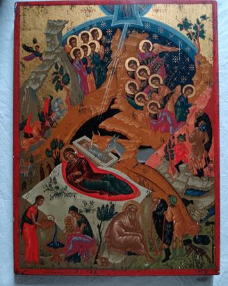 Magnifica icona NATIVITÀ dipinta a mano