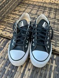 Converse all star pelle nera 38 suola alta
