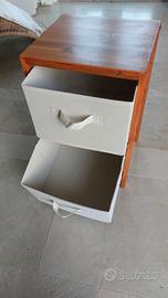 Cassettiera legno, stoffa rinforzato, alto 50 cm