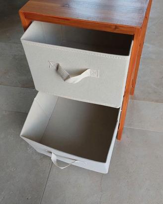 Cassettiera legno, stoffa rinforzato, alto 50 cm