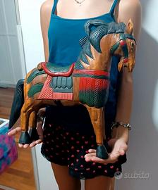 Grande cavallo da giostra vintage legno massello