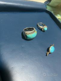 Due annelli e spilla turchese