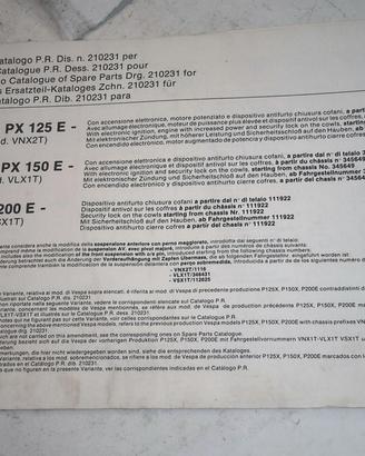 VARIANTE CATALOGO PARTI DI RICAMBIO VESPA PIAGGIO 
