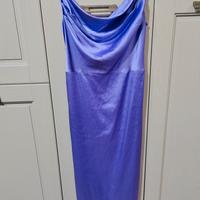 abito collo drappeggiato raso a fessura alta