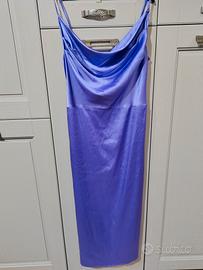 abito collo drappeggiato raso a fessura alta