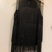Top con frange nero