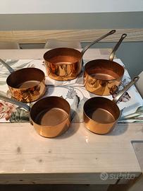 batteria pentole in rame 