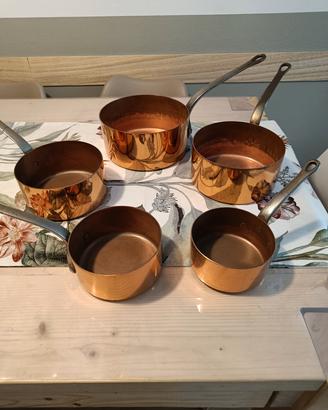 batteria pentole in rame 