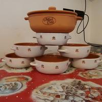6 cocotte terracotta più tegame 