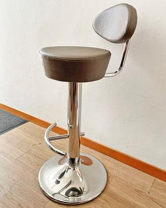 coppia sgabelli pelle e acciaio inox