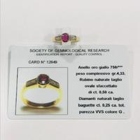 Anello oro 18kt con rubino e diamanti (cr)