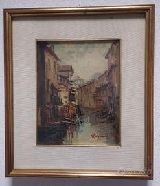 Dipinto ad olio su tela di uno scorcio Torinese.