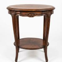 Tavolino rotondo in legno massello noce francese