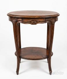 Tavolino rotondo in legno massello noce francese