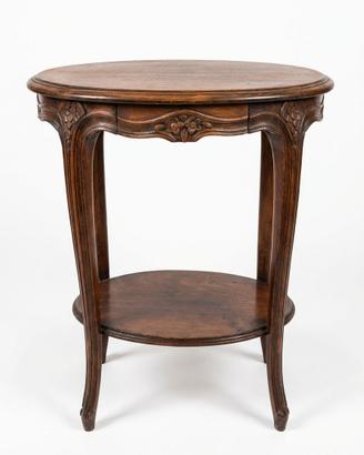 Tavolino rotondo in legno massello noce francese