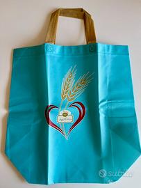 Borsa shopper per la spesa azzurra  con spighe