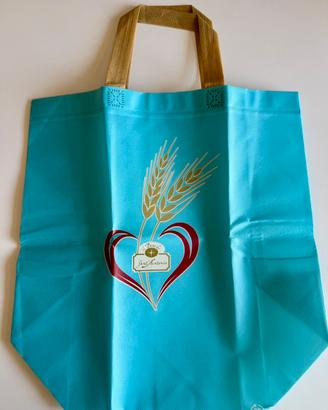 Borsa shopper per la spesa azzurra  con spighe