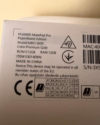 Tablet Huawei matepad pro 12.2 papermatter