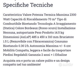 stufa bioetanolo "Mini Ruby" 