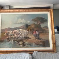 Olio su tavola, “Mucche” di Renzo Martini